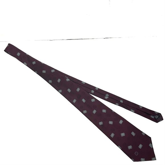 Halston III Burgundy and White Men's Tie/Necktie - Picture 2 of 5